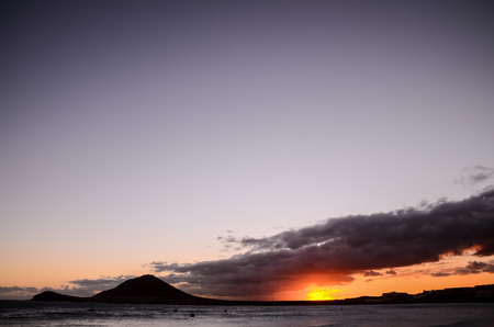 Sun Setting on the Atlantic Ocean in Tenerife Canary Island Spainの写真素材
