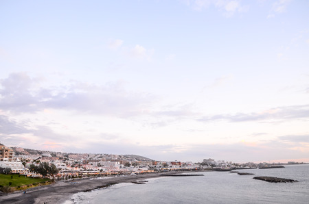 View of Playa de Fanabe Adeje Tenerife, Canary Islands, Spainの写真素材