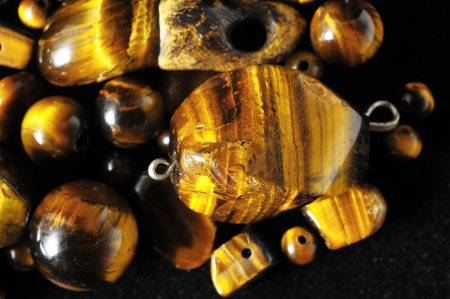 Tiger Eye Stones Ready to Make Handmade Jewelryの写真素材