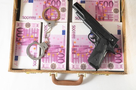 One Suitcase Full of Pink 500 Euros Banknotesの写真素材