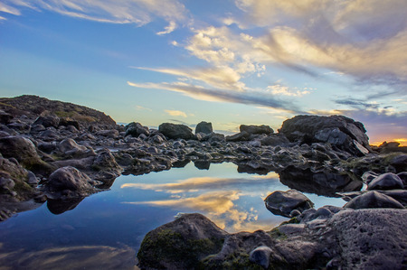 Sun Setting on the Atlantic Ocean in Tenerife Canary Island Spainの写真素材