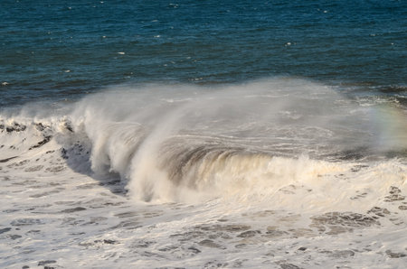 Big Blue Wave Breaks in the Atlantic Ocean