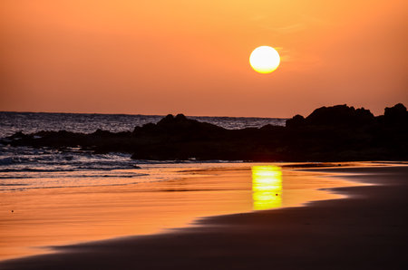 Sun Setting on the Atlantic Ocean in Tenerife Canary Island Spain