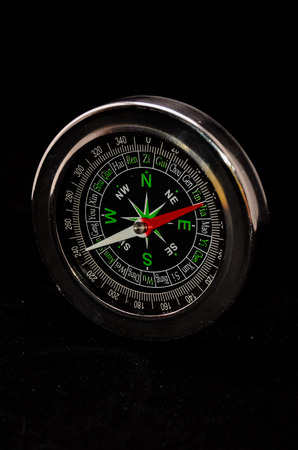 Vintage Classic Compass on a Black Backgroundの写真素材