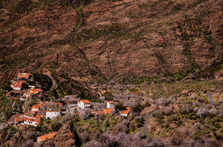 Village in the mountain at Gran Canaria in the Spanish Canary Islands.の写真素材