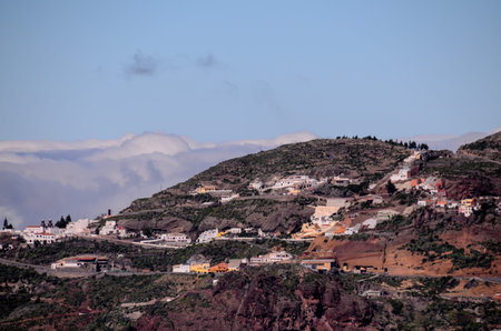 Village in the mountain at Gran Canaria in the Spanish Canary Islands.の写真素材