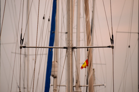 Silhouette Masts of Sail Yacht in a Marineの写真素材