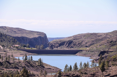 Dark Water Lake in Gran Canaria Canary Islands Spainの写真素材