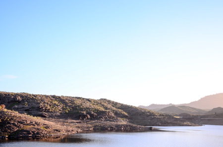 Dark Water Lake in Gran Canaria Canary Islands Spainの写真素材