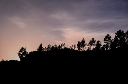 Sun over a Mountain Silhouette in Gran Canaria Spain