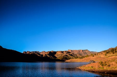Dark Water Lake in Gran Canaria Canary Islands Spainの写真素材