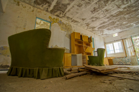 Interior Of An Abandoned House in Canary Islands Spainの写真素材