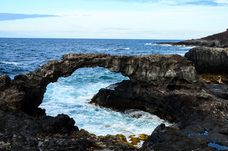 Natural Stone Arch in El Hierro Canary Islandsの写真素材