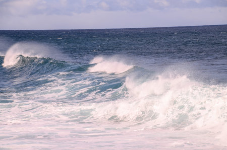 Big Blue Wave Breaks in the Atlantic Ocean