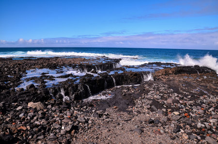 Dry Lava Coast Beach in the Atlantic Ocean