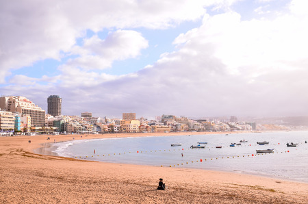 Picture View of a Tropical Beach near the Cityの写真素材