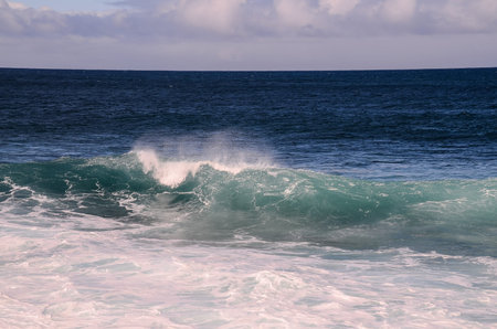 Big Blue Wave Breaks in the Atlantic Ocean