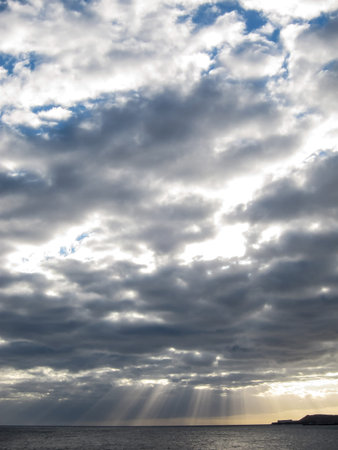 Cloudscape, Colored Clouds at Sunset near the Ocean