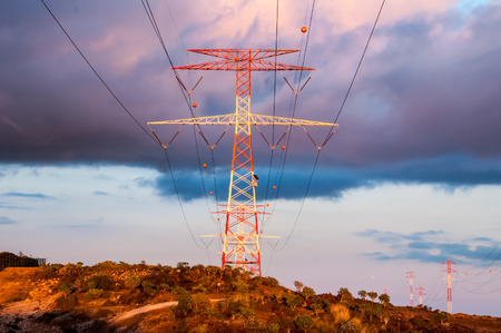 High Voltage Electric Transmission Tower Energy Pylonの写真素材