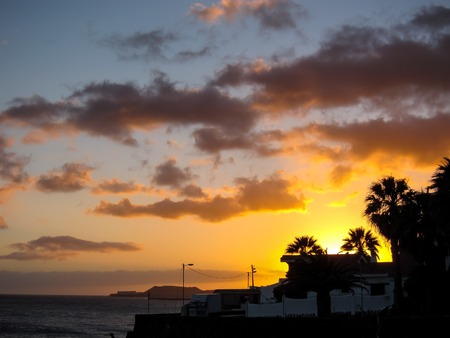 Cloudscape, Colored Clouds at Sunset near the Oceanの写真素材