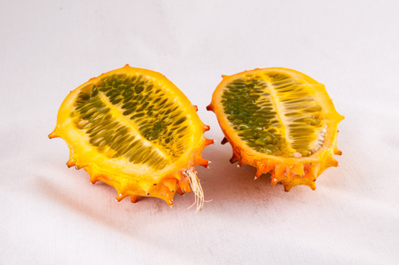 Kiwano Cucumis Metuliferus Exotic Vegetable Tropical Orange Fruitの写真素材