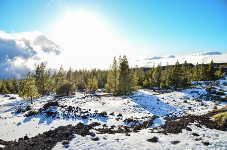 Winter Landscape on the High Mountain Rangeの写真素材