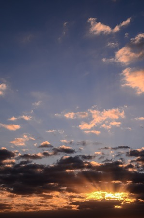Cloudscape, Colored Clouds at Sunset near the Oceanの写真素材