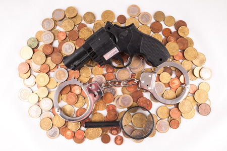 Picture of a Business Money Concept Idea Conis and Handcuffsの写真素材
