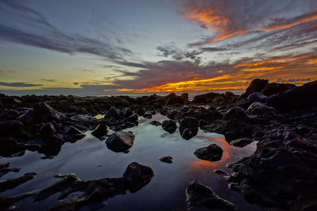 Sun Setting on the Atlantic Ocean in Tenerife Canary Island Spain