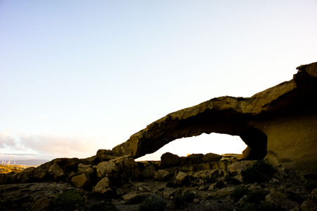 Volcanic Formation Natural Arch in the Desert Tenerife Canary Islands Spainの写真素材