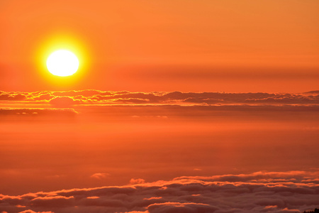 Mar de Nubes, Sea Cloud on the High Mountains Phenomenon in Tenerife, Canary Islandの写真素材