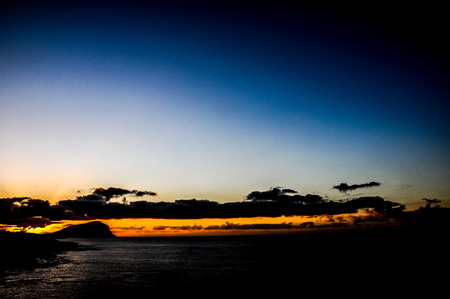 Cloudscape, Colored Clouds at Sunset near the Oceanの写真素材