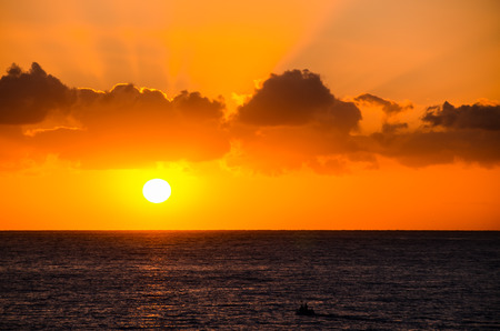 Sun Setting on the Atlantic Ocean in Tenerife Canary Island Spainの写真素材