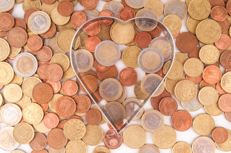 Picture of a Business Money Concept Idea Heart and Coinsの写真素材
