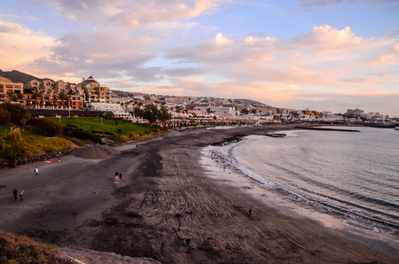 View of Playa de Fanabe Adeje Tenerife, Canary Islands, Spainの写真素材