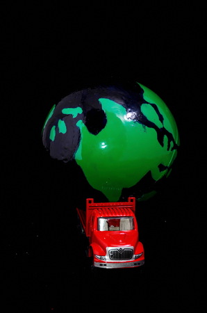 Truck With Earth Globe Delivery Transportation Conceptの写真素材