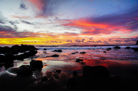 Sun Setting on the Atlantic Ocean in Tenerife Canary Island Spainの写真素材