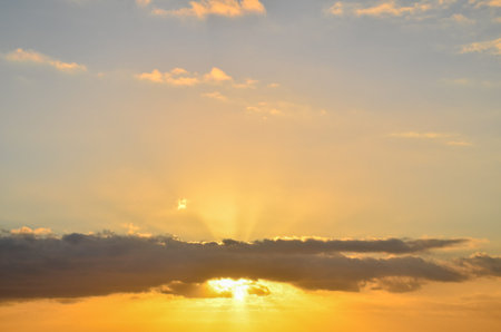 Cloudscape, Colored Clouds at Sunset near the Ocean