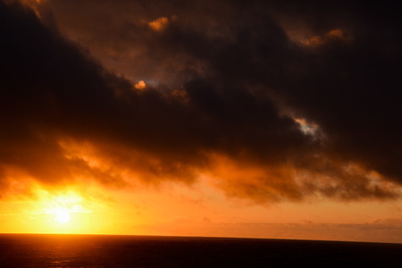 Cloudscape, Colored Clouds at Sunset near the Oceanの写真素材