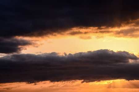 Cloudscape, Colored Clouds at Sunset near the Ocean