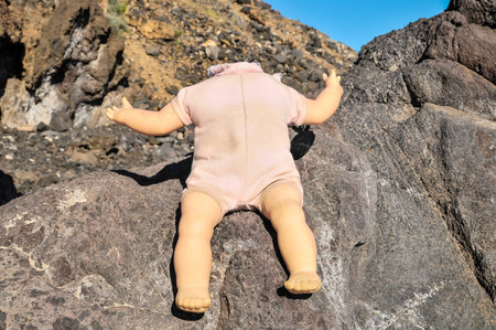 No Head Doll on the Volcanic Rocksの写真素材