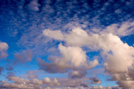 Cloudscape, Colored Clouds at Sunset near the Ocean