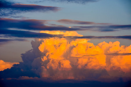 Cloudscape, Colored Clouds at Sunset near the Ocean