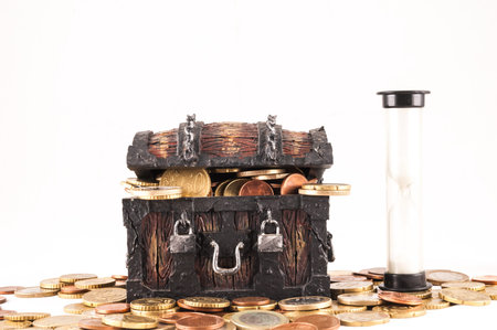 Picture of a Business Money Concept Idea, Treasure Trunk and Money