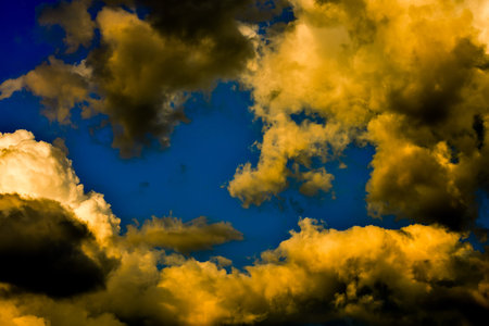 Cloudscape, Colored Clouds at Sunset near the Ocean