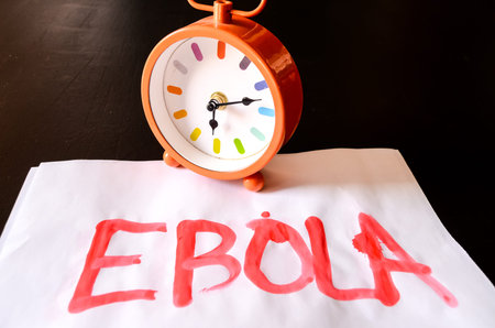 Word Ebola Text Writed with Blood on a White Paper