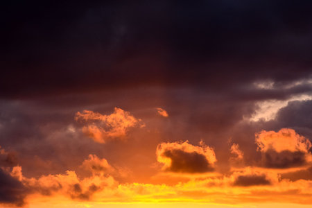Cloudscape, Colored Clouds at Sunset near the Ocean