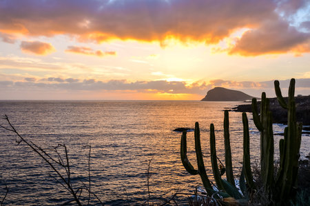 Sun Setting on the Atlantic Ocean in Tenerife Canary Island Spain