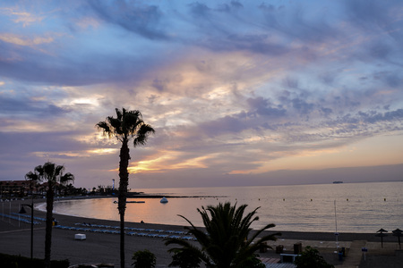 Sun Setting on the Atlantic Ocean in Tenerife Canary Island Spainの写真素材