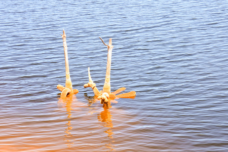 copper red polluted lake mine in Gossan Cobre Huelva Spainの写真素材